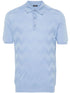 chevron-detail fine ribbed polo shirt